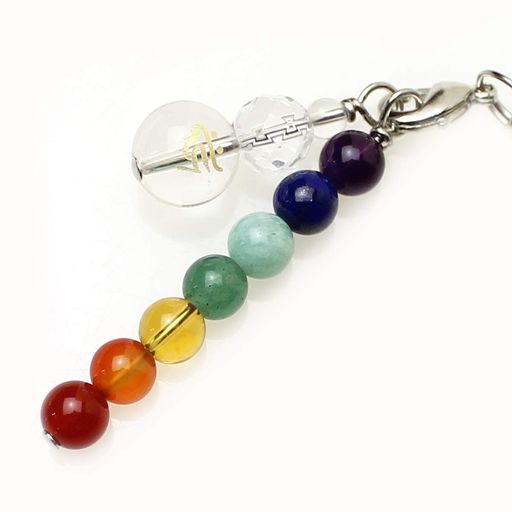 [厄除けお守り]【守護梵字ストラップ】七色ストラップ厄年贈り物パワーストーン数珠(丑・寅(タラーク・虚空蔵菩薩))