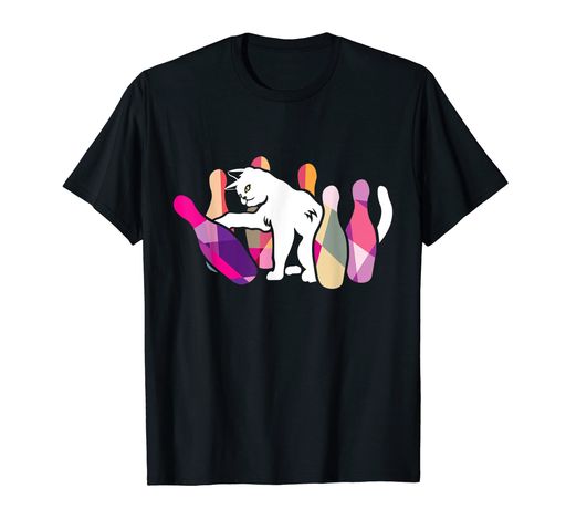 ボウリングキティ猫ブリーダーボーラーストライク毛皮ペットTシャツ