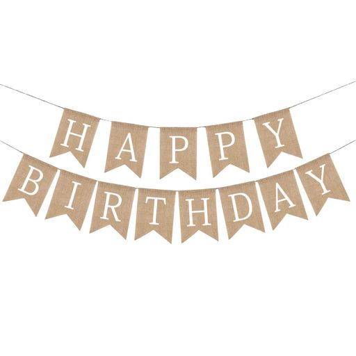 お誕生日ガーランドハッピーバースデーバナー誕生日飾り付けフラッグガーラインド13枚ナチュラル麻アル..