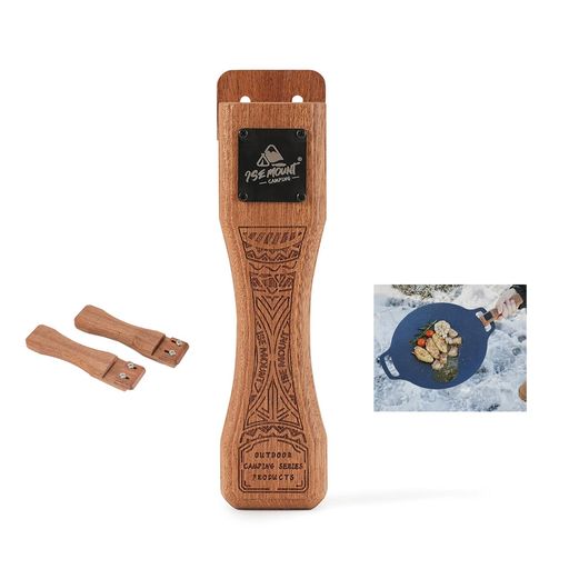 マルチグリドル取っ手木製鉄板取っ手JHQ33cm対応グリップ真鍮金属の名札デザインマルチグリドル用のハ..