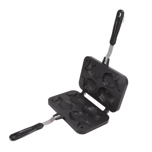 たい焼器パン魚型たいやき器直火用ノンスティックダブルベーキングパンワッフルベーキングパン滑り止め..