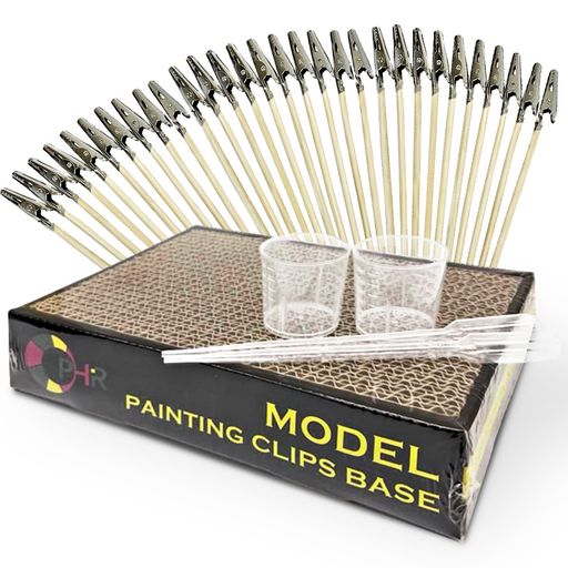 プラモデルエアブラシ塗装セット(塗装ベース1個塗装棒30本スポイト2本計量カップ2個セット)