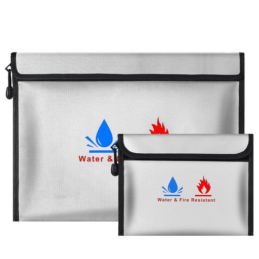 耐火性マネーセーフドキュメントバッグ15x11&9x7インチセットかゆくならないシリコンコーティング耐火性バッグお金、書類、ジュエリー、パスポート用