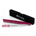 G.Liane爪やすりガラス、プロフェッショナルクリスタルガラスネイルファイル、ケース付き、両面エッチング済みガラス爪やすりマニキュア(RosePink)