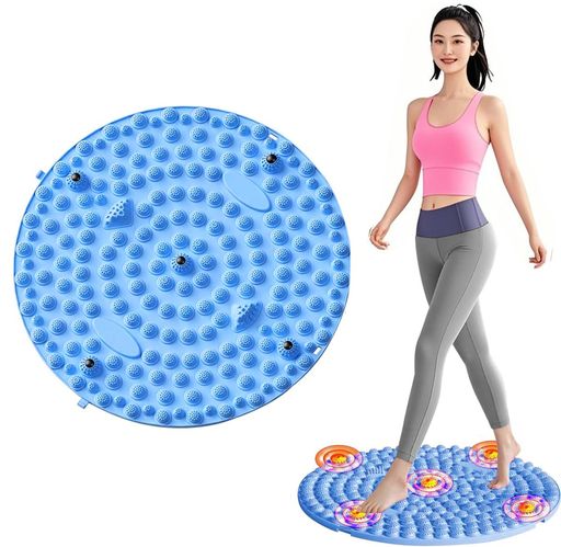 足用ケアマット円形デザイン35cm滑り止め付きTPE素材折りたたみ可能フック付き持ち運び便利ブルー​