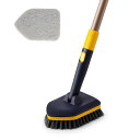 CLEANHOMEデッキブラシお風呂掃除ブラシ伸縮ロング106~126CMお風呂ブラシ浴室風呂床浴槽ベランダ掃除切替ヘッド(ネイビー)(3)