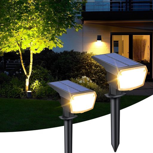 ソーラーライト屋外明暗センサーガーデンライトスポットライト庭ライトおしゃれ屋外照明IP66防水1800mA..