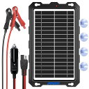 POWOXIソーラーバッテリー充電器車、車バッテリー、ポータブル防水太陽電池メンテナ用9ワット12V