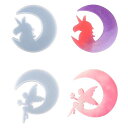 シリコンモールド月天使ユニコーン2セット置物壁掛け手作りDIYハンドメイド卓上装飾アクセサリーインテリアホームUVエポキシ樹脂粘土石鹸贈り物かわいいプレゼント(...