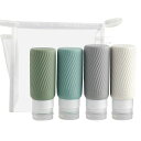 MOKOトラベルボトル4本セット89ML*2&100ML*2トラベルグッズ詰め替えボトル漏れない小分け瓶化粧ボトルシャンプーボトル詰め替え用出張用旅行用携帯便利収納ポーチ付きGREEN+BLUE+GRAY+WHITE(4)