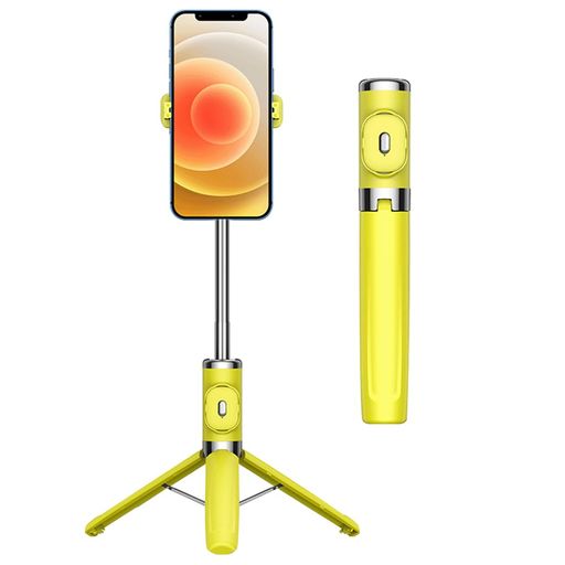 自撮り棒じどり棒【2025業界モデル・軽量】三脚/一脚兼用セルカ棒卓上軽量360度回転無線リモコン付きセルフィー/撮影録画/生放送/動画鑑賞に最適iPhone/Androidスマホ等多機種対応(イエロー)
