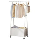 JIYUNIIハンガーラック衣類ラック室内物干し洋服掛けコート掛けパイプハンガー耐久頑丈組立簡単リビング寝室子供部屋省スペース収納ラックキャスター付き幅55x奥...