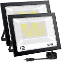 TANKAO投光器led屋外100v灯光器作業灯外灯6500KIP66工事用ライトledライト屋外用屋内野外防水看板灯集魚灯駐車場用(50W2個)