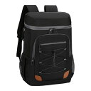 クーラーボックス保冷リュックリュック式クーラー大容量25L小型保冷バッククーラーバック折りたたみ収納保冷防水軽量買い物キャンプレジャーピクニックお花見運動会(ブラック)