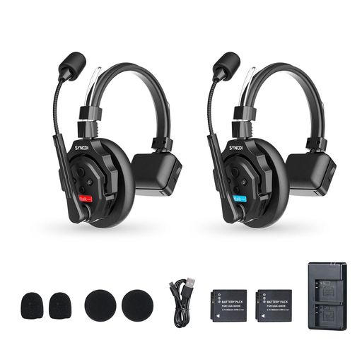 SYNCOXTALKX2ワイヤレスインカムヘッドセットシステム2人対応全二重ワイヤレスインカム3.5MM音声モニタリングAECノイズキャンセルチーム通信20H稼働複数セット組み合わせ可能350M(視距離)伝送…