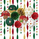 クリスマスオーナメント飾り付け紙提灯30CMガーランドペーパーフラワーボールデコレーションちょうちんペーパーポンポンクレープ紙15個セット
