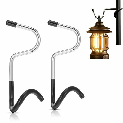 ランタンハンガー2本セット多機能滑りにくいS型フックランタンフックハンガーフックキャンプポールライ..