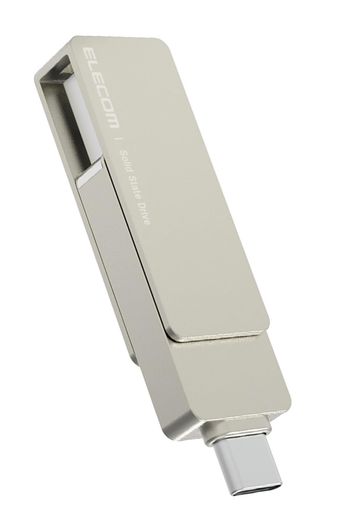 エレコムSSD外付け250GBUSB3.2(Gen1)iPhone対応Type-C/Type-A両対応回転式コネクタカバーexFATフォーマットESD-EPA0250GSV
