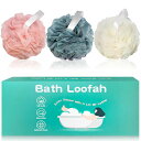AmazerbstloofahShowerPuffforWomenandMenSoftBodyScrubberBathSpongeSetof3(PinkWhiteBlue)