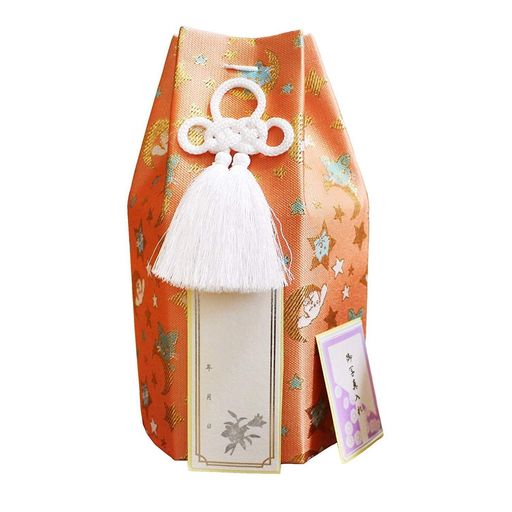 ペット骨壷カバー六角袋単品4寸アニマル柄ナイトスター骨袋覆い袋のみペット供養(サーモンオレンジ)