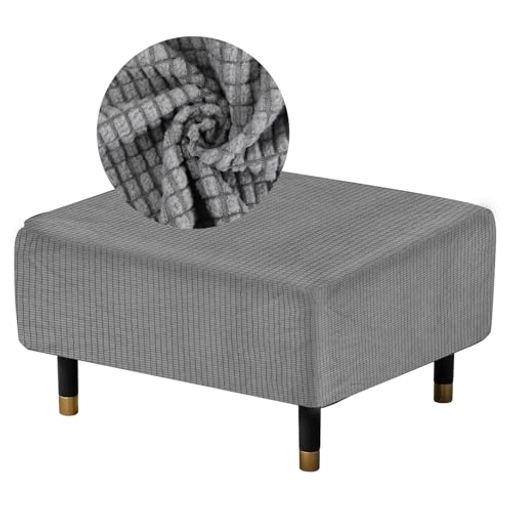 足置き台カバーオットマンカバー正方形グレー伸縮性のあるフィット感取り外し可能ソファー足置きカバー..