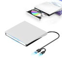 CDDVDドライブ外付け【2025革新モデル】外付けDVDドライブ高速処理8XDVD&24XCD光学ドライブ外付け読取/書込可バスパワーUSB2.0/3.0&Type-C両接続外付けCDドライブ