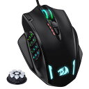 REDRAGONM908IMPACTRGBLEDMMOゲーミングマウス、12サイドボタン、光学式有線エルゴノミクスゲーマーマウス、最大12400DPI、高精度、20プログラム可能マクロショートカット、コンフォートグリップ…(2)