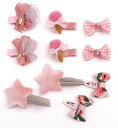 LYXOTOベビーヘアクリップヘアピン赤ちゃんかわいいこどもリボンヘアアクセサリーかみどめかみかざりへあアクセサリー10点セット前髪クリップピン留め痛くないベビークリップアクセサ…