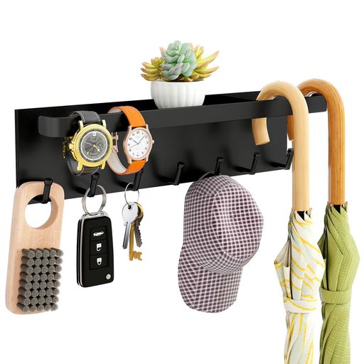 ICHIYOアンブレラホルダーマグネットトレー付きアンブレラホルダーフック付き傘立て玄関扉収納鍵置き玄関小物収納小物整理フック付きフック搭載かさたて落ちない(ブラック1個)