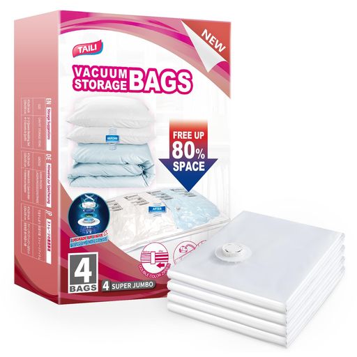 TAILI布団圧縮袋ふとん衣類120x100cmあっしゅくパック真空収納パック洋服収納袋省スペース掃除機対応防塵防湿敷布団特大サイズ寝具枕用ぬいぐるみ小物収納家庭用引越し出張旅行衣替え(4枚)