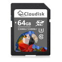 CLOUDISK64GBSDカードSDXCカードUHS-Iメモリカードクラス10、U3、V30、4KUHD、SDカード(64GB)(2)