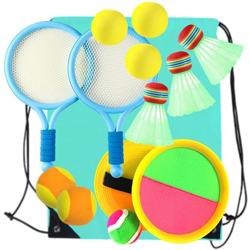 VICHECATTバドミントンラケットミニラケット羽付きフライングボール子供おもちゃセット外遊びアウトドア室内テニスラケット(13点セット)