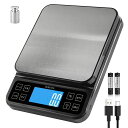 BOMATA大型キッチンスケール0.1G/5KG高精度%パーセンテージ機能100G分銅付きクッキングスケールUSB充電式ダブル電源バックライト全視野LCDステンレス製トレーB613...(3)