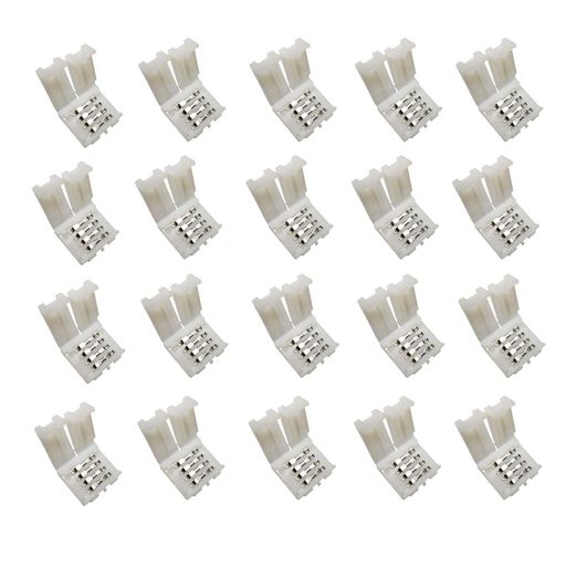 ZeniMartledコネクターテープライトコネクタ20個入りLEDストリップライトコネクタ10mm4ピンLEDストリップライト用の素早くシームレスな接続低電圧ベアボードはんだ付け不要インストールが簡…