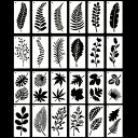 RolinRoly植物葉花製図用24種類テンプレート10x20cm絵画テンプレート植物の葉DIYスクラップステンシルシート教育用絵画透彫ホワイト絵画絵描き道具描...