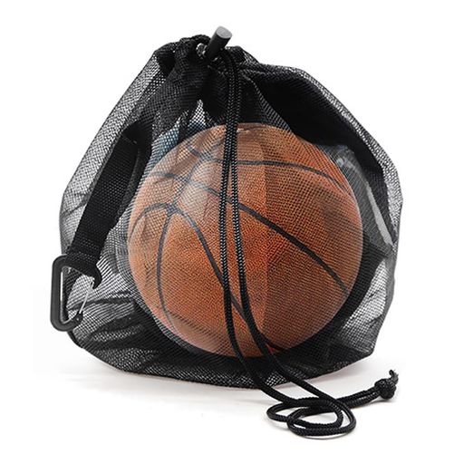 KASELINメッシュボールキャリーバッグ1個大容量バスケットボール収納ネットバッグクリップ付きバレーボ..