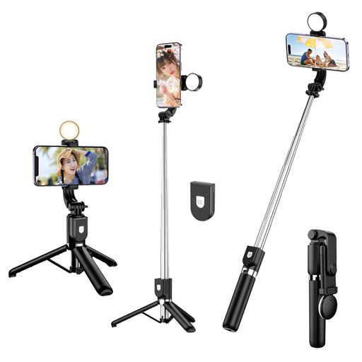 【新登場・軽量】自撮り棒スマホ三脚自撮りスマホスタンドI-PHONE自撮り棒ANDROID兼用コンパクト卓上軽量360度回転無線リモコン付き折りたたみ式アルミニウム合金製110CM&7段階伸縮折りたた…