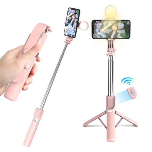 自撮り棒スマホ三脚【2024最新ミニモデル】自撮り棒ライト付き9段階伸縮3段階調光BLUETOOTHリモコンじどり棒アンドロイド長い120CMコンパクト軽量自撮り/セルカ棒/撮影録画/生放送日本語説…