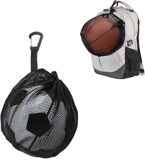 ボールバッグメッシュスポーツバッグサッカーバスケットボールバレーボール通気性フック付きファスナーポケット付き軽量収納バッグ4号5号