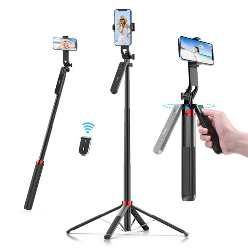 ULANZI自撮り棒スマホ三脚じどり棒四脚コンパクト【超長180CM・四脚安定モデル】充電式リモコン1/4ネジ付きセルカ棒長い360°回転スマホスタンドじどりぼう7段階伸縮アルミ合金製折りたた…
