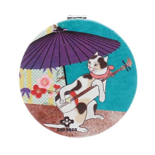 丸和貿易洒落ねこコンパクトミラー丸和傘Φ7.1x0.9cm4008788-01