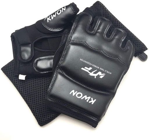 KWON総合格闘技用オープンフィンガーグローブ子供用大人ジュニアキッズ黒練習用収納袋付き(ブラックXS)
