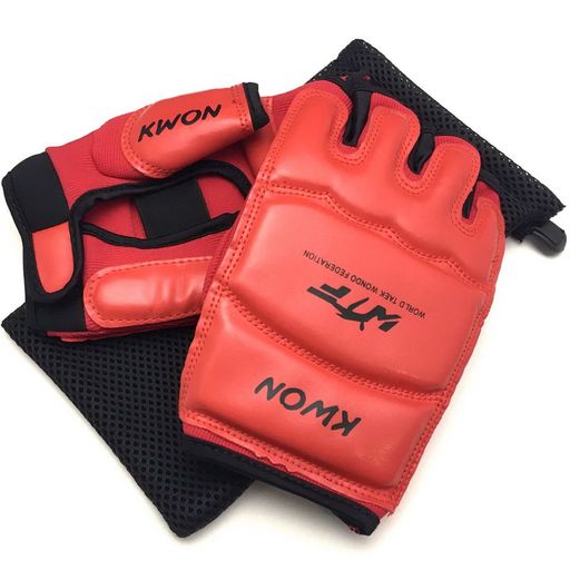 KWON総合格闘技用オープンフィンガーグローブジュニアキッズ黒練習用(レッドM)収納袋付き