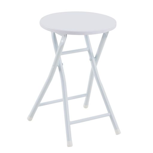 VECELO折りたたみチェアスツール折り畳み軽量スリム持ち運び組立不要高さ46.5cm耐荷重100kg木目ホワイト