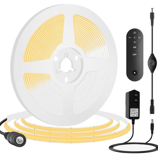 【RYE】COBテープライトLEDストリップライトフレキシブル幅5MM高密度隠れたLEDテープライト2M320LEDS/M昼光色4000KDC12V電源日本PSE認証済みですので+コントローラー