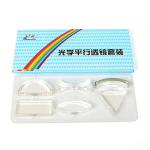 WINGONEER物理光学平行レンズセットメニスカスレンズ三角プリズムアクリルレンズ光学レンズ6点セット