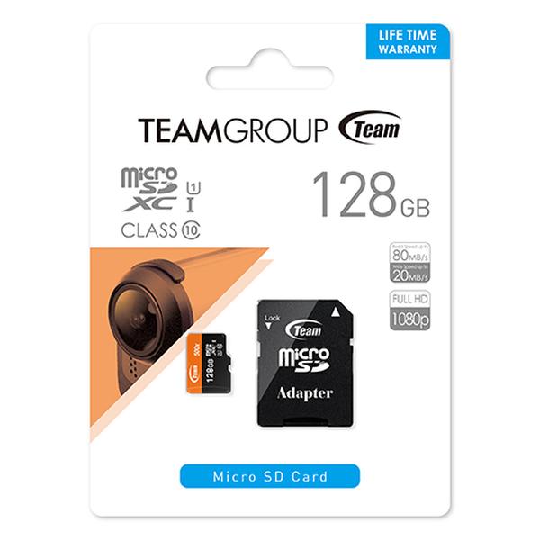 Team MicroSD SDXC 128GB 型番 TUSDX128GUHS03 UHS-1 Class10 SDカード変換アダプタ付き 10年保証