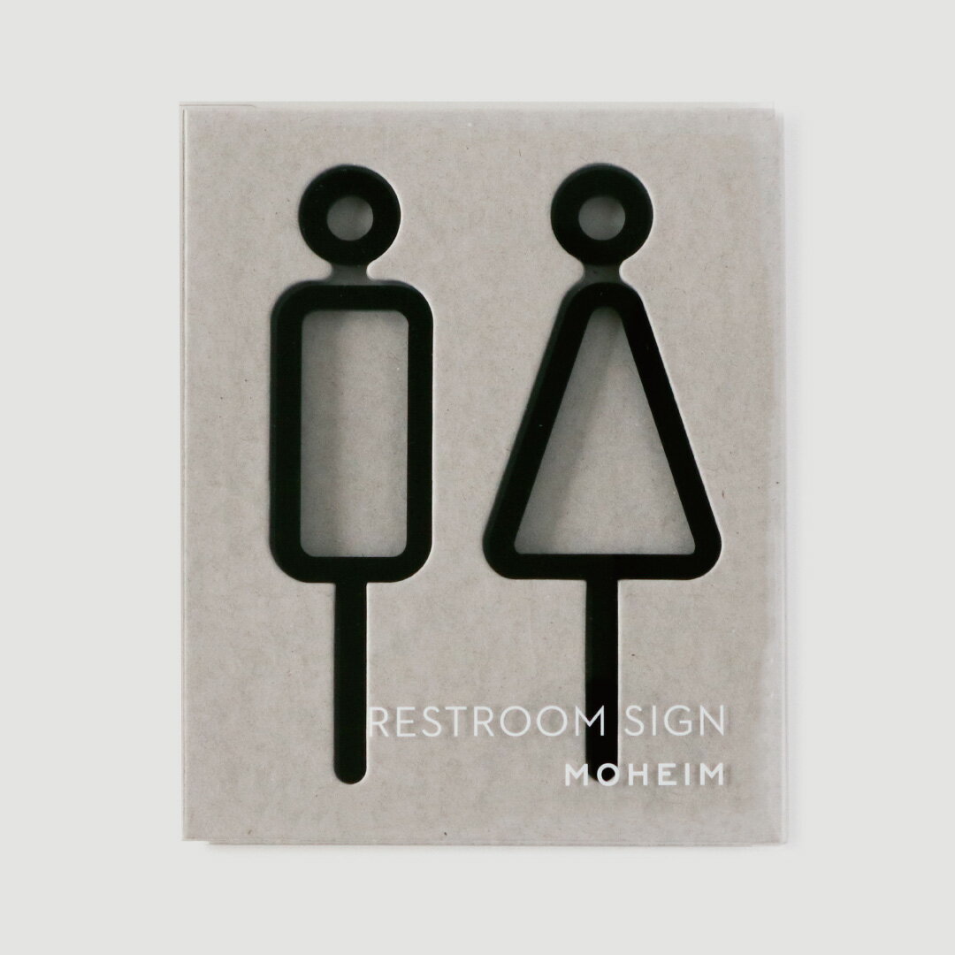 MOHEIM SIGNS RESTROOM 2pcs / ブラック ( トイレサイン プラスチック アクリル 新築 新築祝い ウォールステッカー 店舗 オフィス 備品 シンプル おしゃれ 取り付け簡単 サイン プレート ピクトグラム ドア モヘイム