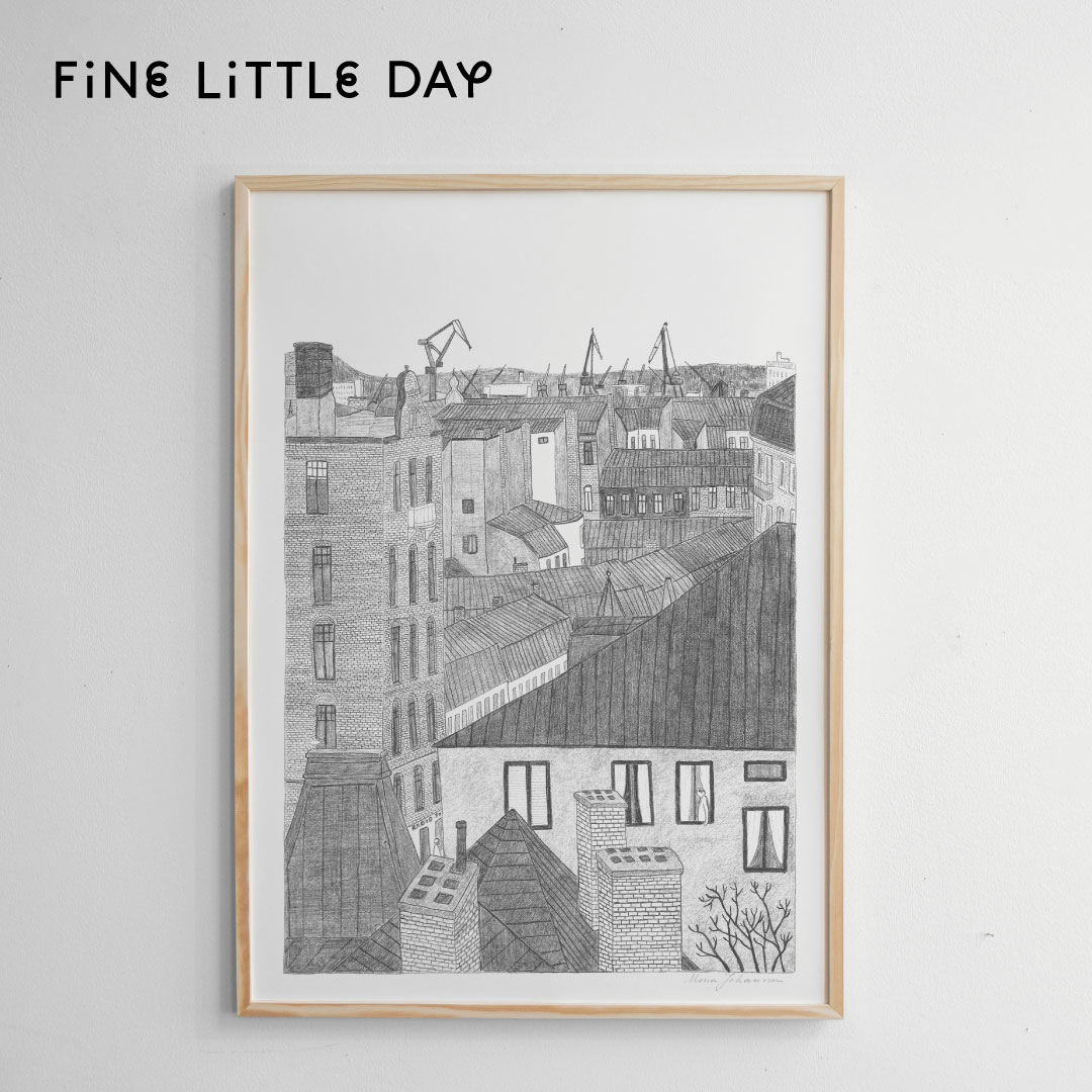 楽天Shinc lab. 楽天市場店Fine Little Day ポスター HANMEN （50×70cm） ファインリトルデイ アートプリント アートポスター 北欧 スウェーデン 北欧インテリア おしゃれ かわいい シンプル 街並み 家