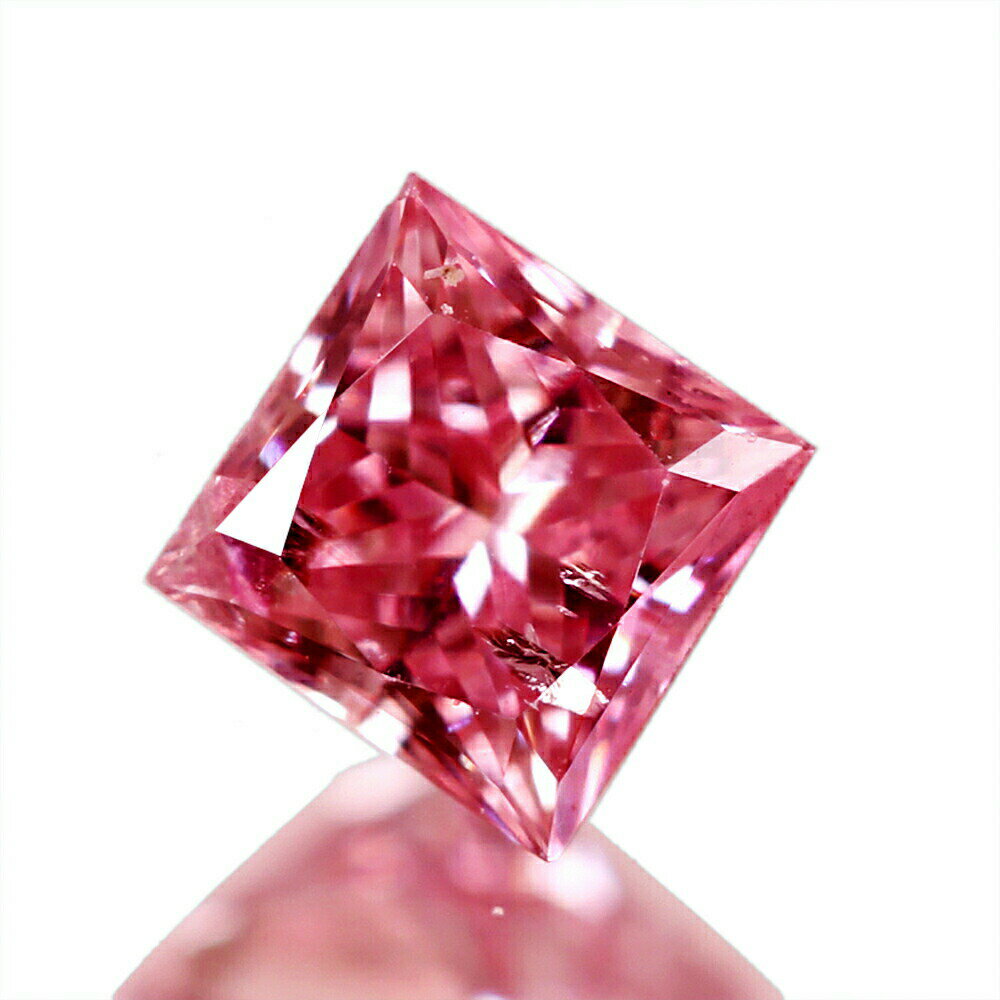 ピンクダイヤモンド ルース 0.124ct FANCY INTENSE PINK I1 プリンセスカット〔CGL〕